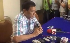 GAME OVER Davao City Mayor Rodrigo Duterte presiding over his news conference.  CONTRIBUTED PHOTO 