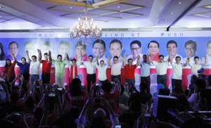 ABILITY AND HEART Senators Grace Poe and Francis Escudero endorse their “magic 12” at Club Filipino in San Juan.  PHOTO BY MIKE DE JUAN 