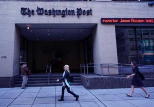 US JOURNALIST CONVICTED  An October 12 photo shows the front of the Washington Post building in Washington, D.C. An Iranian court found Washington Post reporter Jason Rezaian guilty of espionage and other crimes on Sunday, which the paper slammed as an “outrageous injustice,” vowing a quick appeal. AFP PHOTO