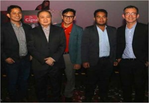 Oscar Reyes, Cignal COO, Manny Pangilinan, MediaQuest Holdings chairman, Allan Reyes, business unit director of E-Link Solution Corp., Dave Samorio, business and technical services manager of E-Link Solution Corp., and Emmanuel Lorenzana, MediaQuest president and CEO