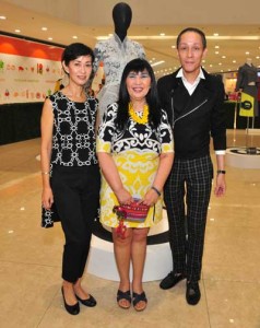 (From left) Mark and Sandy Higgins continue the legacy of their mother fashion icon Salvacion Lim Higgins at Slim’s Fashion &Arts School, shown here with SM Senior Vice President for Marketing Millie Dizon