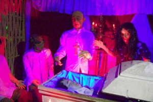 Star City recreates a realistic burol scene from the barrio complete with a reallife coffin, haunting prayers and crying voices