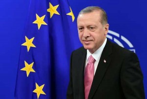 TENSE TALKS  Turkey’s President Recep Tayyip Erdogan looks on as he is welcomed by the European Parliament President in Brussels on October 5, as part of a meeting with the European Union’s top officials for urgent talks on the migration crisis and the Syrian war that is producing so many of the refugees. AFP PHOTO