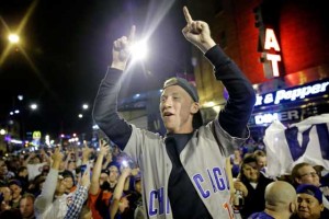 Chicago Cubs fans take to the streets to celebrate the Cubs win in the National League Wild Card Game against the Pittsburgh Pirates on Thursday in Chicago, Illinois. AFP PHOTO