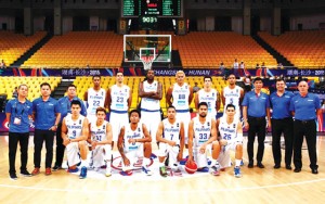 NATION’S PRIDE  The members of the philippine national basketball team that reached the final of the 2015 fiBA Asia championship round (seated from left) jc intal, terrence romeo, calvin Abueva, jayson castro, ranidel de ocampo, dondon hontiveros (standing from left) assistant coach josh reyes, team manager Butch Antonio, Matt Ganuelas-rosser, sonny thoss, Andray Blatche, Asi taulava, Marc pingris, Gabe norwood, assistant coaches jong uichico and Alex compton. Gilas pilipinas is playing for the gold medal and an outright berth in the rio olympics against powerhouse china as of press time. iran won the bronze medal by defeating japan, 68-63. 