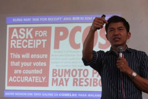GUARDING THE BALLOT  Former Biliran congressman Glenn Chong, now vice chairman of Reform Philippines Coalition, warns that if security features of the Precinct Count Optical Scan (PCOS) machines for use in the 2016 polls that had been removed in two past elections are not restored, next year’s electoral exercise would be anything but honest  and credible. Chong, a lawyer, raised the alarm during a news conference at the Manila Yacht Club on Thursday. PHOTO BY RENE H. DILAN 