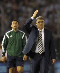 Argentina’s coach Gerardo Martino gestures during their Russia 2018 FIFA World Cup South American Qualifiers football match aginst Brazil, in Buenos Aires, on Saturday. AFP PHOTO