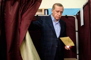 ELECTION TRIUMPH Turkish President Recep Tayyip Erdogan exits a voting booth at a polling station in Istanbul as Turkey voted November 1 in one of its most crucial elections in years. The poll is the second in just five months, called after President Recep Tayyip Erdogan’s Justice and Development Party (AKP) was stripped of its parliamentary majority in June for the first time in 13 years and then failed to forge a coalition government. AFP PHOTO