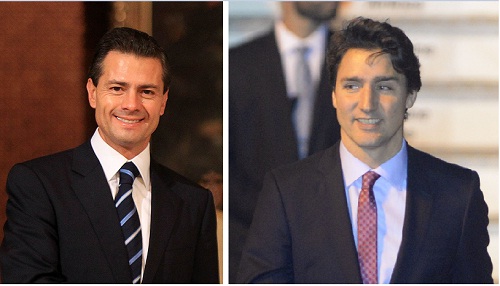 Mexican President Enrique Peña Nieto (L) and Canadian Prime Minister Justin Trudeau