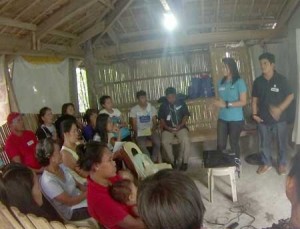 The author (left) with Thaddeus Martinez, Haribon’s Forester and RT2020 Program coordinator conducted mangrove protection orientation at Barangay Dinahican in Infanta, Quezon