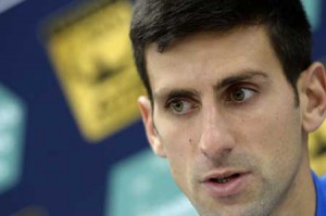 Serbia’s Novak Djokovic speaks during a press conference prior to the ATP World Tour Masters 1000 indoor tennis tournament on Tuesday at the AccorHotels Arena in Paris. AFP PHOTO