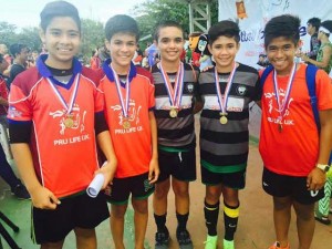 Members of the Nomads FC team display their medals after topping the Under-12 category of the mini tournament in Football For A Better Life’s final day on Sunday in Taguig. CONTRIBUTED PHOTO