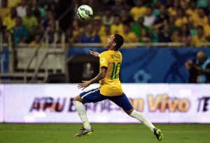 TOP DOG Brazil’s Neymar Jr. (right) controls the ball during their Russia 2018 FIFA World Cup South American Qualifiers football match, in Salvador de Bahia, on Wednesday. AFP PHOTO