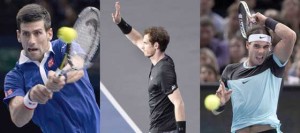 Novak Djokovic, Andy Murray and Rafael Nadal. AFP PHOTOS