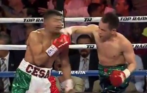 TACO BELL RINGS  a video grab shows Nonito Donaire jarring Cesar Juarez after his right cross found its mark