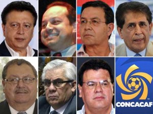 This combination of file photos shows Confederation of North, Central America and Caribbean Association Football (CONCACAF) region officials implicated in the bribery and corruption scandal engulfing FIFA. The officials were named in a statement released by the US Justice Department on December 3, 2016. Left to right from top row are Alfredo Hawit, current FIFA vice president; Ariel Alvarado, current member of the FIFA Disciplinary Committee; Rafael Callejas, current member of the FIFA Television and Marketing Committee; Brayan Jiménez, current Guatemalan soccer federation president; Rafael Salguero, former FIFA Executive Committee; Héctor Trujillo, current Guatemalan soccer federation general secretary; and Reynaldo Vazquez, former Salvadoran soccer federation president. AFP PHOTO