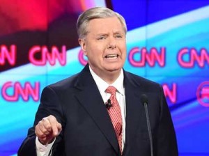 GRAHAM BOWS OUT  This December 15 file photo shows Republican Presidential candidate Lindsey Graham during the Republican Presidential debate at The Venetian hotel in Las Vegas, Nevada. Graham announced December 21 that he is dropping out of the presidential race. AFP PH