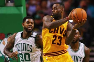 CAVS ON A ROLL  Amir Johnson No.90 of the Boston Celtics defends LeBron James No.23 of the Cleveland Cavaliers during the third quarter at TD Garden on December 15, 2015 in Boston, Massachusetts. AFP PHOTO