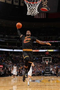 KING JAMES LeBron James No.23 of the Cleveland Cavaliers goes up for a dunk against the Denver Nuggets at Pepsi Center on Wednesday in Denver, Colorado. AFP PHOTO