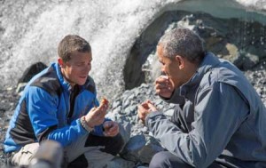 Grylls spent time in the Alaskan wilderness as the US President observed the effects of climate change on the area