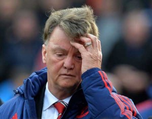 Manchester United’s Dutch manager Louis van Gaal arrives for the English Premier League football match between Stoke City and Manchester United at the Britannia Stadium in Stoke-on-Trent, central England on Sunday. AFP PHOTO