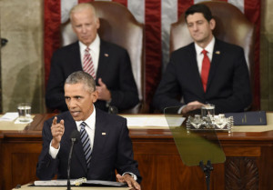 FINAL ADDRESS President Barack Obama is all seriousness at the conclusion of his State of the Union address to a joint session of Congress on Capitol Hill in Washington on Tuesday. AFP PHOTO 