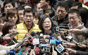 MAKING HISTORY newly-elected Taiwan President Tsai Ing-Wen talks to the media. AFP PHOTO