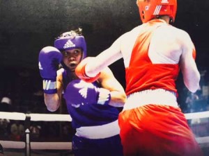 Nesthy Petecio (blue) preparing to launch a shot against Japanese Shimoto Aya during their semifinal match in the 22nd President’s Cup in Palembang, Indonesia in 2015. CONTRIBUTED PHOTO