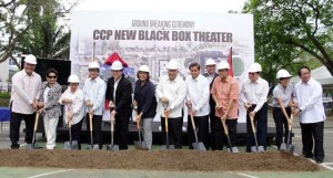 Officials, board members and donors lead the groundbreaking of CCP’s upcoming Black Box Theater (from left) CCP vice president-artistic director Chris Millado, CCP board members Florangel Rosario Braid, Cristina Turalba, Nestor Jardin, Leandro V. Locsin Partners (LVLP) administrator Andy Locsin, CCP chairman Emily Abrera, Ignacio Gimenez, CCP president Raul Sunico, Eurotowers Group director Roberto Olanday, CCP vice president for administration Rodolfo del Rosario, LVLP Partner architect Raul Locsin, technical theater consultant Maree Barbara Tan-Tiongco, and CCP board trustee Danny Dolor. PHOTO BY ABBY PALMONES 