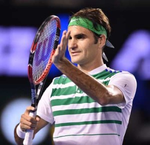 Switzerland’s Roger Federer celebrates after victory in his men’s singles match against Belgium’s David Goffin on day seven of the 2016 Australian Open tennis tournament in Melbourne on Sunday. AFP PHOTO