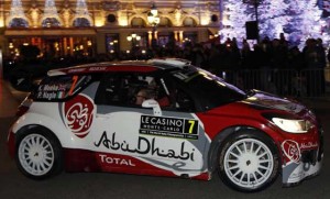 British driver Kris Meeke during the start of the 84th Rallye de Monte-Carlo, in Monaco, on Friday. AFP PHOTO