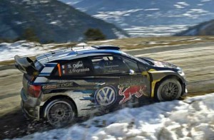 Triple world champion Sebastien Ogier powers his Volkwagen Polo to win the Monte Carlo Rally for the fourth time on Sunday. WRC.COM