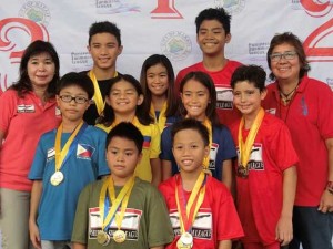 Philippine Swimming League President Susan Papa and Secretary General Maria Susan Benasa with the record-breakers in the 89th PSL National Series - Mayor Romulo “Kid” Pena Swim Meet.