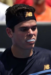 Canada’s Milos Raonic looks on during his men’s singles match against France’s Lucas Pouille on day two of the 2016 Australian Open tennis tournament in Melbourne. AFP PHOTO