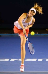 Maria Sharapova of Russia takes part in a practice session ahead of the Australian Open tennis tournament in Melbourne on Thursday. AFP PHOTO