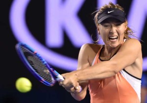 HOT ‘MASHA’  Russia’s Maria Sharapova plays a backhand return during her women’s singles match against Belarus’s Aliaksandra Sasnovich on Day Three of the 2016 Australian Open tennis tournament in Melbourne on Wednesday. AFP PHOTO