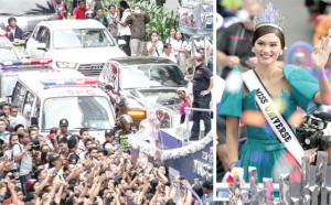 HOMECOMING QUEEN Miss Universe 2015 Pia Alonzo Wurtzbach waves to thousands of cheering people who packed streets to catch a glimpse of her during the grand parade for the world’s most beautiful woman.  PHOTOS BY DJ DIOSINA AND RUSSEL PALMA 