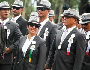 ‘ADOPTED’ ALUMNA  Luli Arroyo-Bernas (center), daughter of former President and now Pampanga congresswoman Gloria Macapagal-Arroyo, joins her “mistahs” in the Philippine Military Academy (PMA) Class of 1991—which had adopted her--during the academy’s alumni homecoming on Saturday. Four presidential bets had been invited to the reunion but none of them showed up. PHOTO BY THOM F. PICAÑA