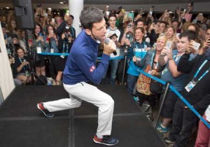 Serbia’s Novak Djokovic sings after defeating Britain’s Andy Murray in their men’s singles final match on day fourteen of the 2016 Australian Open tennis tournament in Melbourne on Monday. AFP PHOTO