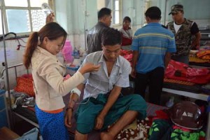 DANGEROUS MISSION Wounded members of Pat Jasan, an anti-drug vigilante belonging to Myanmar’s hardline Christian northern Kachin state, recover, in a hospital in Myitkyina after a mission destroying opium plantation where some of their members where attacked by opium growers on Friday. AFP PHOTO