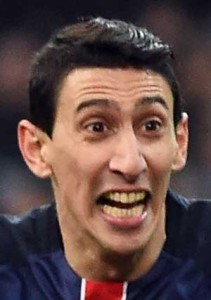 Paris Saint-Germain’s Argentinian forward Angel Di Maria celebrates after scoring a goal during the French L1 football match between Marseille and Paris-Saint-Germain on Monday at the Velodrome stadium in Marseille, southern France. AFP PHOTO