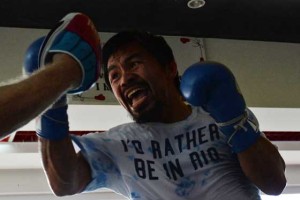 Manny Pacquiao during training at a gym in General Santos City. AFP PHOTO