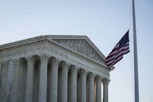 JUSTICE SCALIA HONORED  An American flag flies at half-mast at the US Supreme Court on February 14 in Washington, D.C. following the death of Supreme Court Justice Antonin Scalia. Scalia was at a Texas Ranch Saturday morning when he died of an apparent heart attack at the age of 79. AFP PHOTO