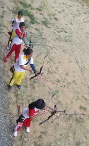 TMTCS students prepare to shoot their arrows during the recent CLRAA meet held at the Bulacan Sports Complex in Malolos City, Bulacan. CONTRIBUTED PHOTO