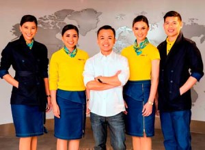 Jet off to your next destination with Cebu Pacific cabin crew, all decked in their new in-flight attire designed by Jun Escario (center)