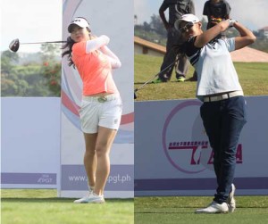 2015 ICTSI Ladies Open champion Hwang Ye-nah of Korea (left) and LPGA Tour campaigner Cyna Rodriguez. CONTRIBUTED PHOTOS