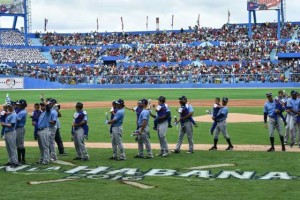 The Tampa Bay Rays walk onto the field before a Major League baseball exhibition game against the Cuban national team attended by US President Barack Obama and Cuban President Raul Castro in Havana on March 22, 2016. AFP FILE PHOTO