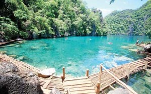 Palawan attractions from topmost: Entalula Island, Lake Kayangan, and Tubbataha Reef Marine Park