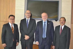 (From left) Ambassador Krairawee Sirikul of Thailand, Portugal’s Foreign Ministry Director General for External Policy Duarte Lopes, current ACLP Chairman and Ambassador Philippe Lhuillier of the Philippines, and Ambassador Mulya Wirana of Indonesia