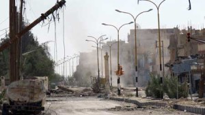 Destruction is seen in the historical city of Palmyra in central Syria on March 29. Regime troops were locked in heavy fighting with the Islamic State group in central Syria, where they dealt the jihadists a major blow by seizing the ancient city of Palmyra. AFP PHOTO